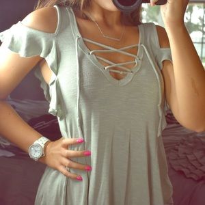 Mint Green off the shoulder Nu Label shirt